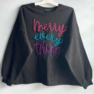 State of Mine Women’s Sparkle Holiday Sweatshirt Black Size XXL